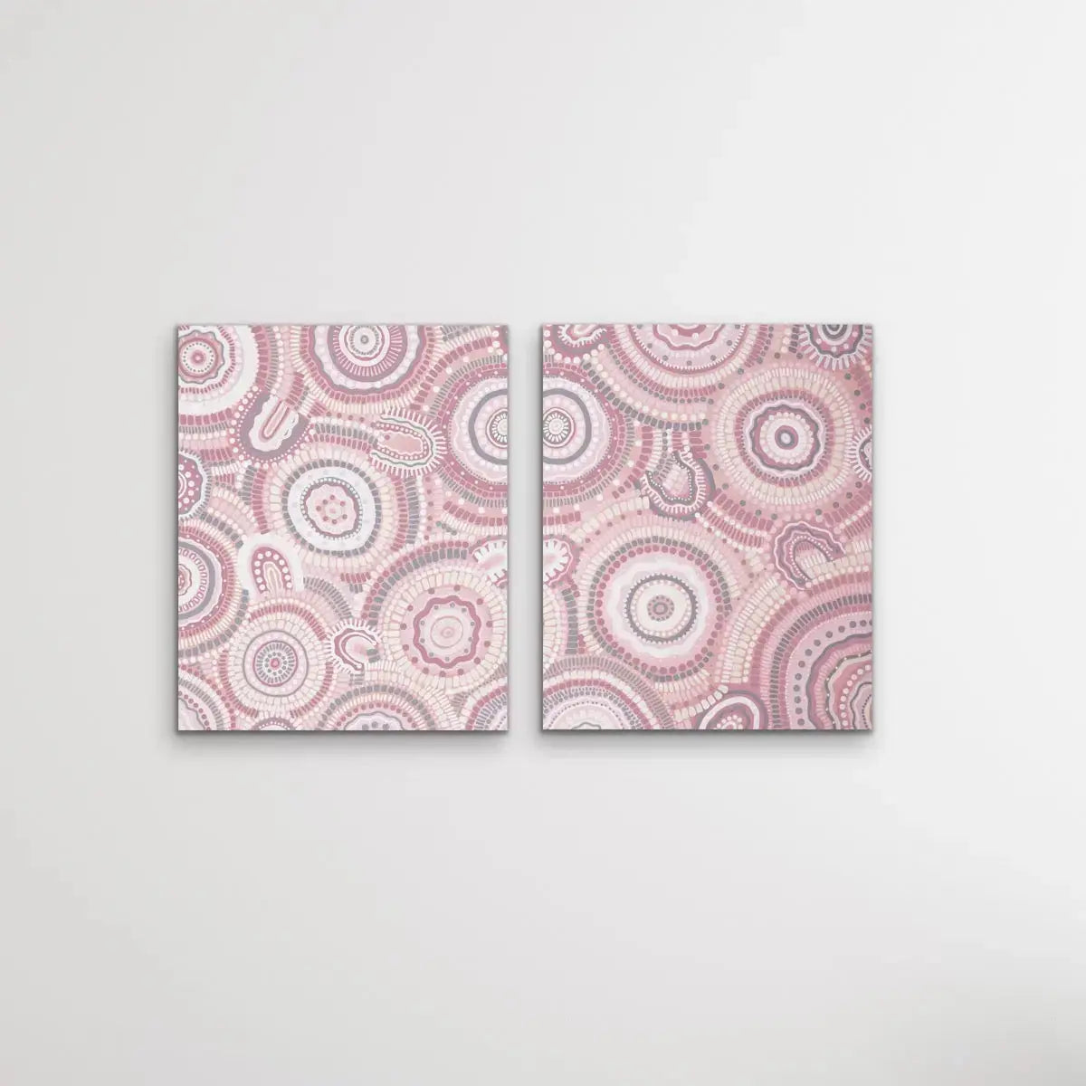 Dancing Bora Rings Edition Two - Silver - Two Piece Aboriginal Art Print Set by Leah Cummins I Heart Wall Art Australia 