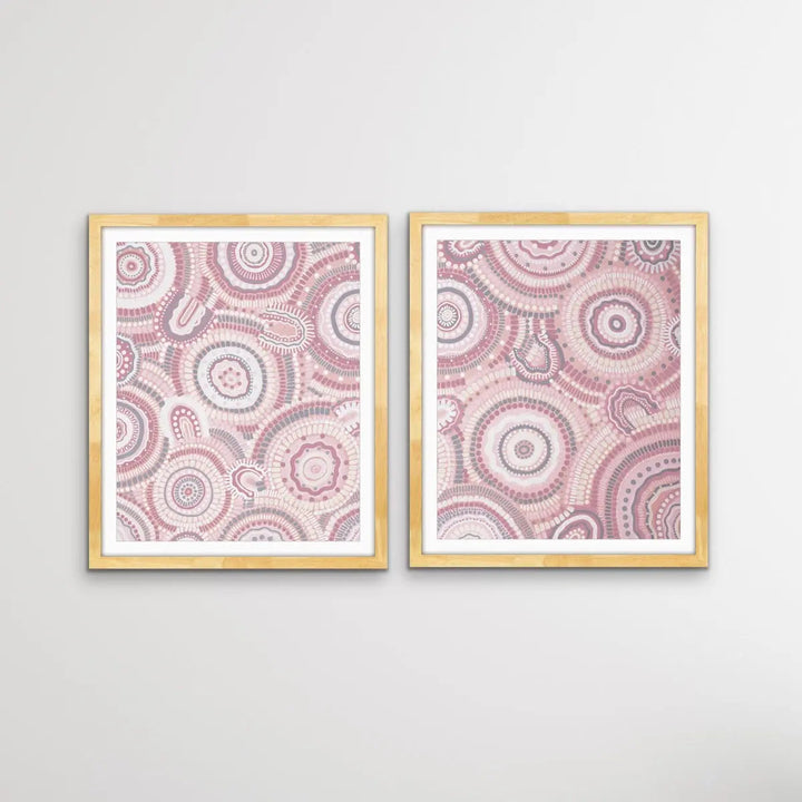 Dancing Bora Rings Edition Two - Silver - Two Piece Aboriginal Art Print Set by Leah Cummins I Heart Wall Art Australia 