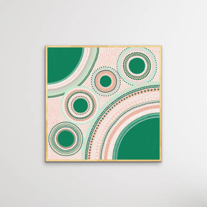 Gathering - Green - Aboriginal Art Print by Sherri Cummins - I Heart Wall Art
