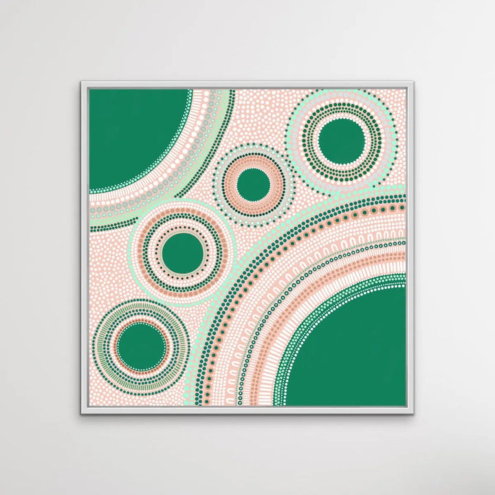 Gathering - Green - Aboriginal Art Print by Sherri Cummins - I Heart Wall Art