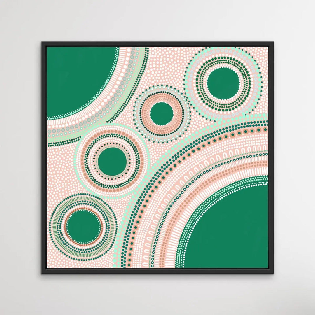 Gathering - Green - Aboriginal Art Print by Sherri Cummins - I Heart Wall Art
