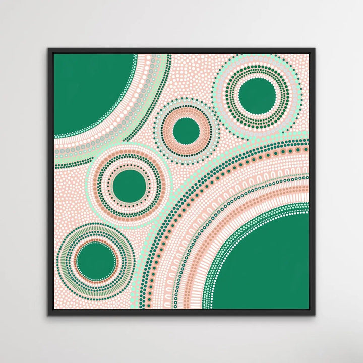 Gathering - Green - Aboriginal Art Print by Sherri Cummins - I Heart Wall Art