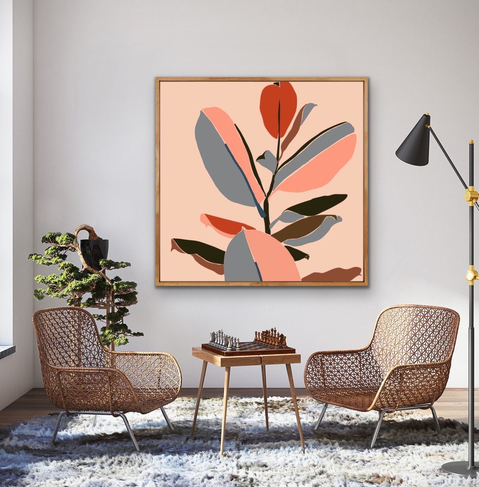 Gentle Days - Contemporary Block Plant Fiddle Lead Abstract Wall Art Print I Heart Wall Art Australia 