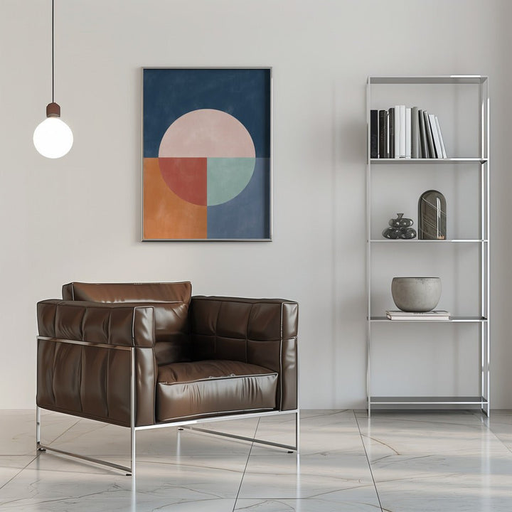 Geometric Abstraction With A Large Pastel Circle - Stretched Canvas, Poster or Fine Art Print - I Heart Wall Art - Poster Print, Canvas Print or Framed Art Print