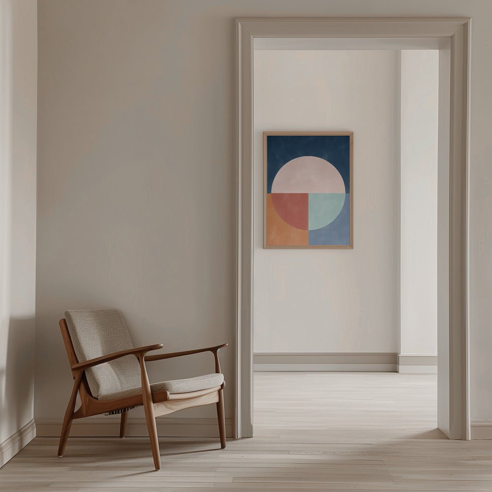 Geometric Abstraction With A Large Pastel Circle - Stretched Canvas, Poster or Fine Art Print - I Heart Wall Art - Poster Print, Canvas Print or Framed Art Print