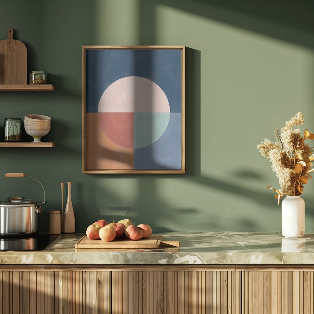 Geometric Abstraction With A Large Pastel Circle - Stretched Canvas, Poster or Fine Art Print - I Heart Wall Art - Poster Print, Canvas Print or Framed Art Print
