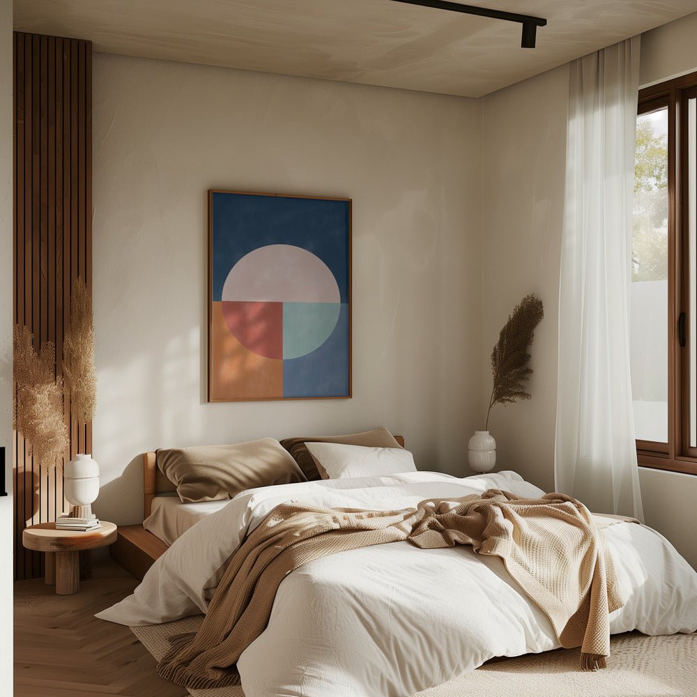 Geometric Abstraction With A Large Pastel Circle - Stretched Canvas, Poster or Fine Art Print - I Heart Wall Art - Poster Print, Canvas Print or Framed Art Print