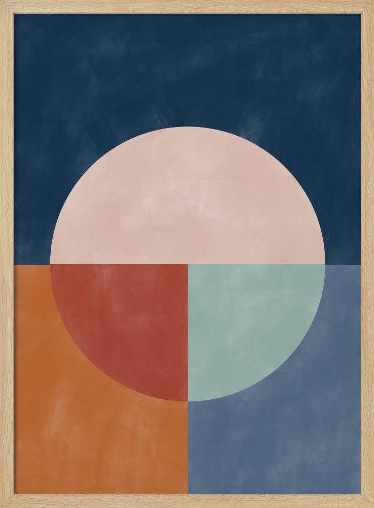 Geometric Abstraction With A Large Pastel Circle - Stretched Canvas, Poster or Fine Art Print - I Heart Wall Art - Poster Print, Canvas Print or Framed Art Print