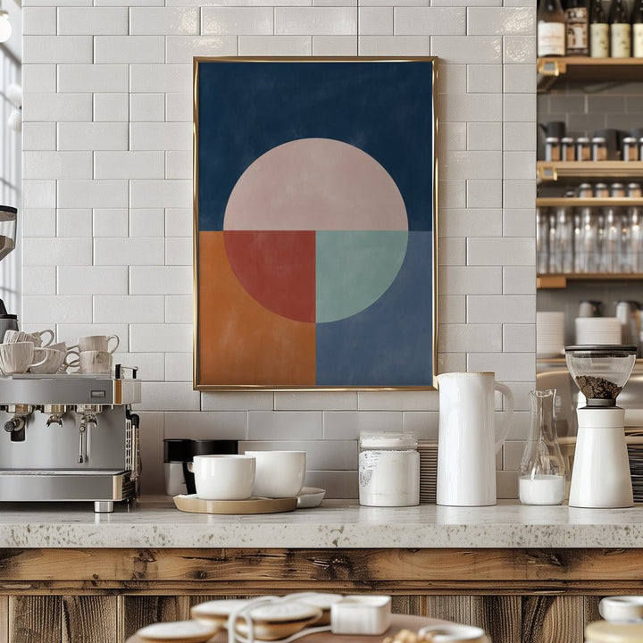 Geometric Abstraction With A Large Pastel Circle - Stretched Canvas, Poster or Fine Art Print - I Heart Wall Art - Poster Print, Canvas Print or Framed Art Print
