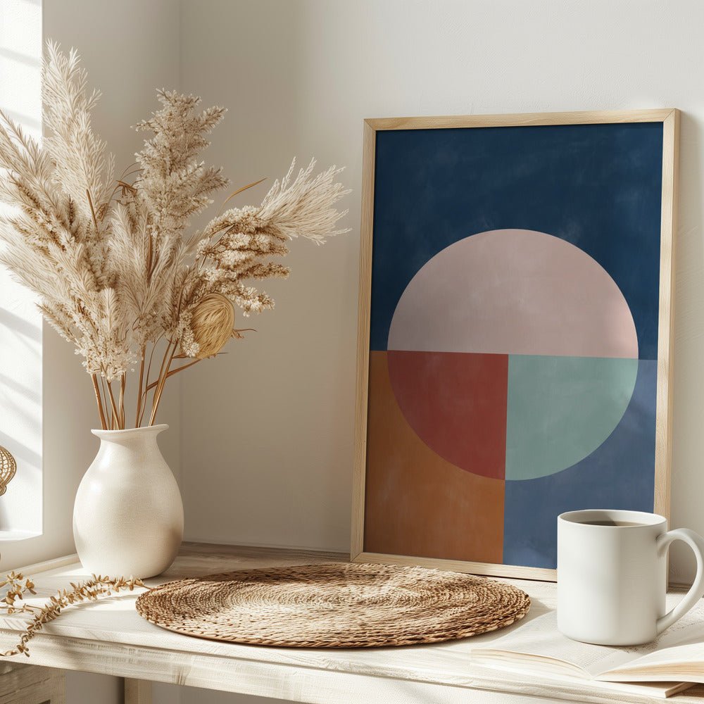 Geometric Abstraction With A Large Pastel Circle - Stretched Canvas, Poster or Fine Art Print - I Heart Wall Art - Poster Print, Canvas Print or Framed Art Print