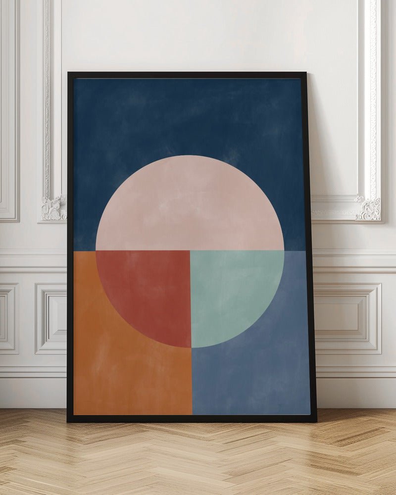 Geometric Abstraction With A Large Pastel Circle - Stretched Canvas, Poster or Fine Art Print - I Heart Wall Art - Poster Print, Canvas Print or Framed Art Print