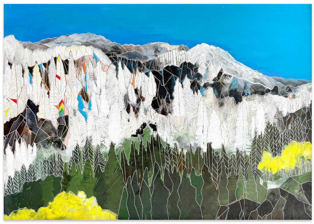Geometric Alpine Landscape - Stretched Canvas, Poster or Fine Art Print - I Heart Wall Art - Poster Print, Canvas Print or Framed Art Print