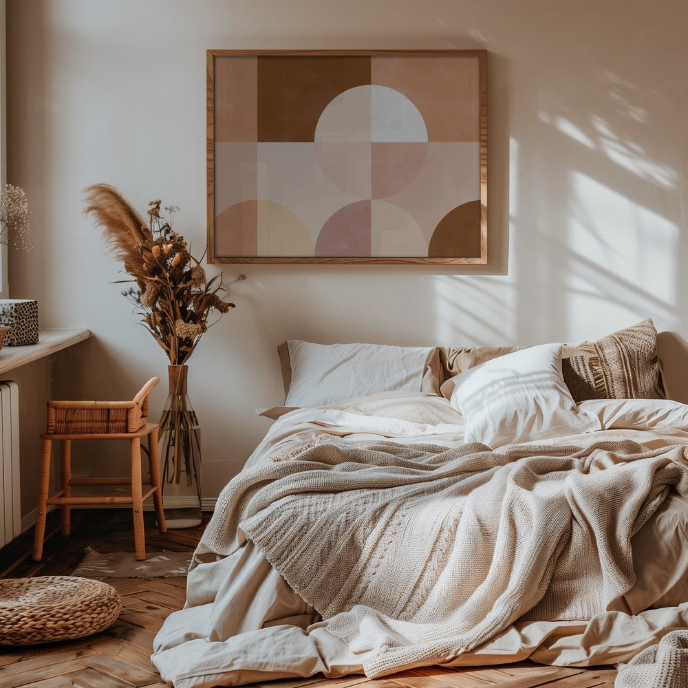 Geometric Circles and Squares in Earthy Tones - Stretched Canvas, Poster or Fine Art Print - I Heart Wall Art - Poster Print, Canvas Print or Framed Art Print