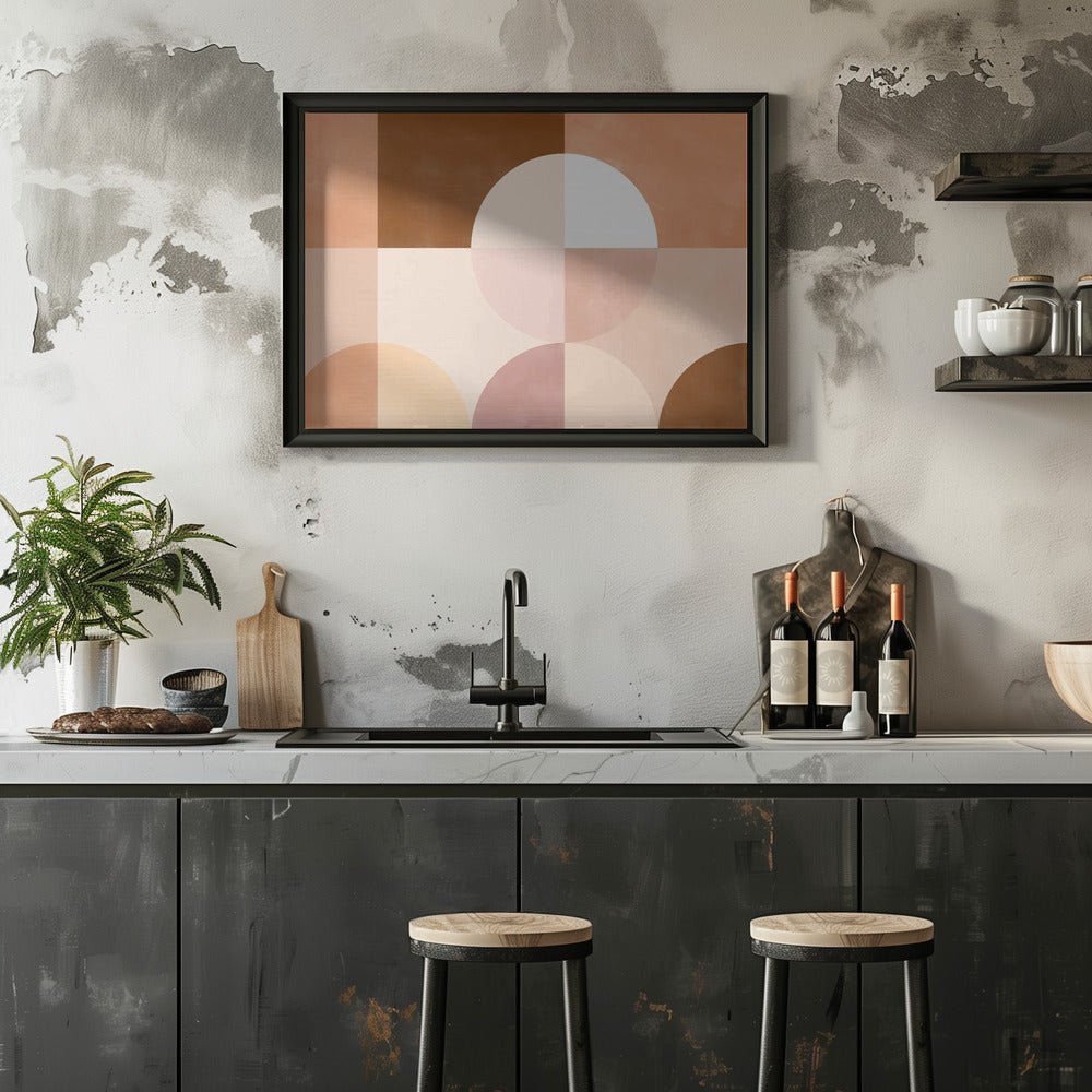 Geometric Circles and Squares in Earthy Tones - Stretched Canvas, Poster or Fine Art Print - I Heart Wall Art - Poster Print, Canvas Print or Framed Art Print