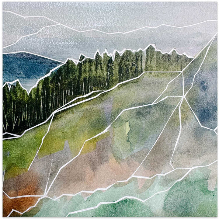 Geometric Forest Peaks - Square Stretched Canvas, Poster or Fine Art Print - I Heart Wall Art - Poster Print, Canvas Print or Framed Art Print