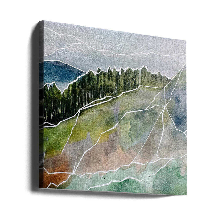 Geometric Forest Peaks - Square Stretched Canvas, Poster or Fine Art Print - I Heart Wall Art - Poster Print, Canvas Print or Framed Art Print