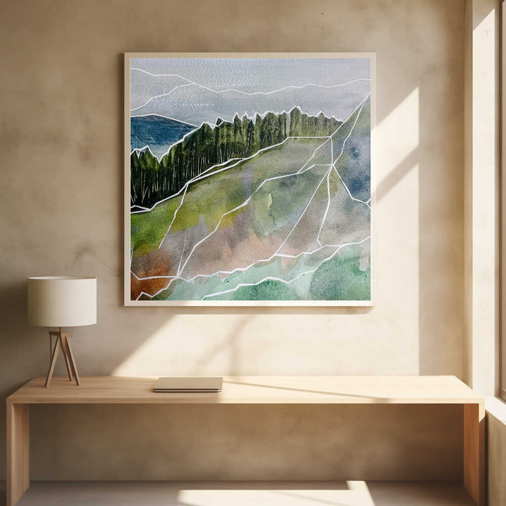 Geometric Forest Peaks - Square Stretched Canvas, Poster or Fine Art Print - I Heart Wall Art - Poster Print, Canvas Print or Framed Art Print