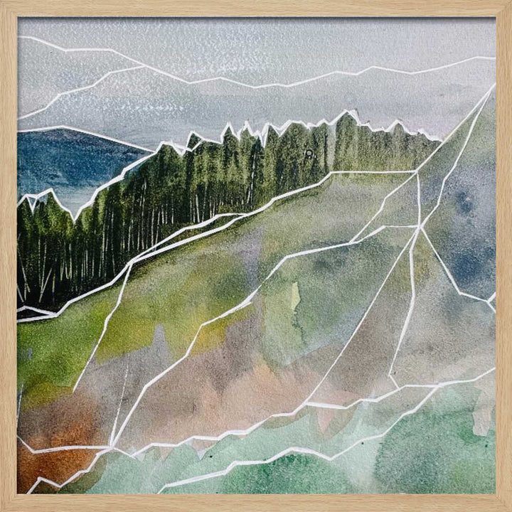 Geometric Forest Peaks - Square Stretched Canvas, Poster or Fine Art Print - I Heart Wall Art - Poster Print, Canvas Print or Framed Art Print