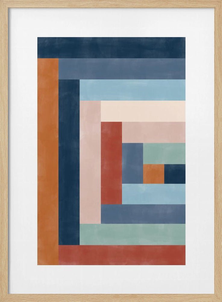 Geometric Maze Of Colorful Rectangles - Stretched Canvas, Poster or Fine Art Print - I Heart Wall Art - Poster Print, Canvas Print or Framed Art Print