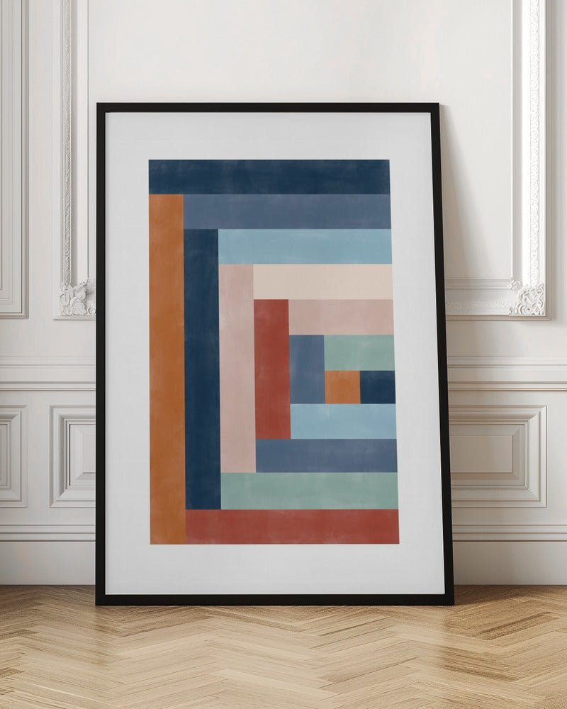 Geometric Maze Of Colorful Rectangles - Stretched Canvas, Poster or Fine Art Print - I Heart Wall Art - Poster Print, Canvas Print or Framed Art Print