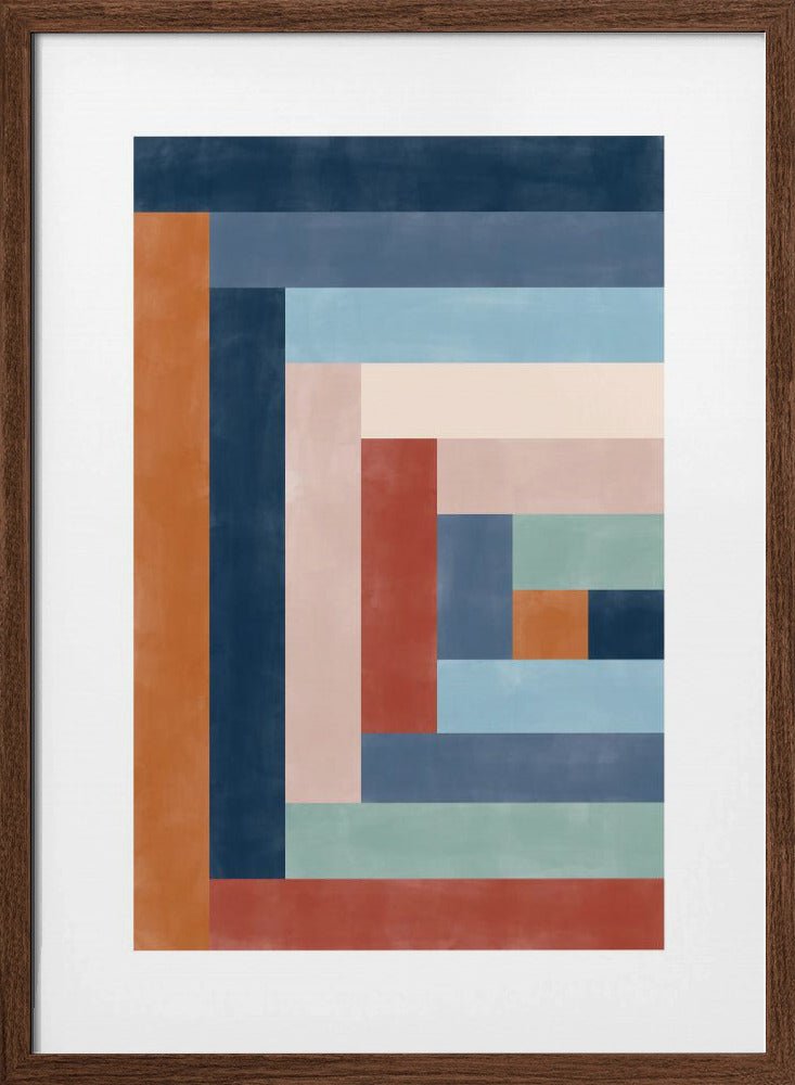 Geometric Maze Of Colorful Rectangles - Stretched Canvas, Poster or Fine Art Print - I Heart Wall Art - Poster Print, Canvas Print or Framed Art Print