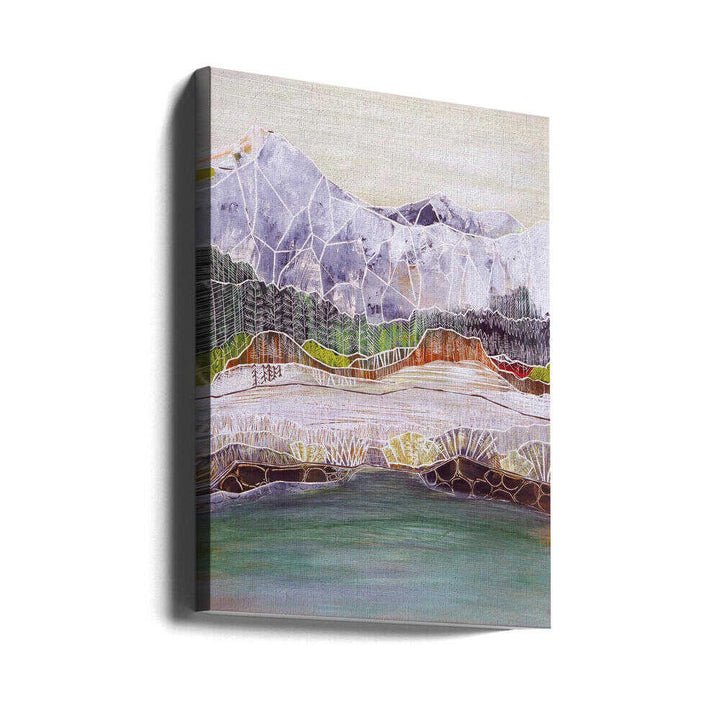 Geometric Mountain Lake - Stretched Canvas, Poster or Fine Art Print - I Heart Wall Art - Poster Print, Canvas Print or Framed Art Print