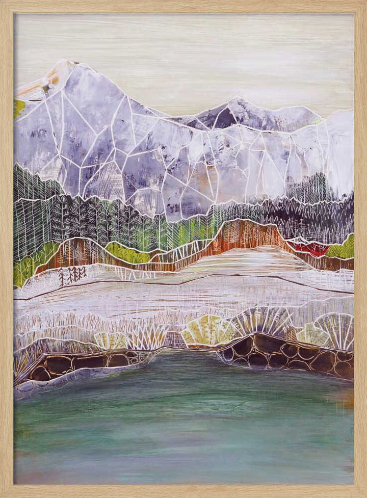 Geometric Mountain Lake - Stretched Canvas, Poster or Fine Art Print - I Heart Wall Art - Poster Print, Canvas Print or Framed Art Print