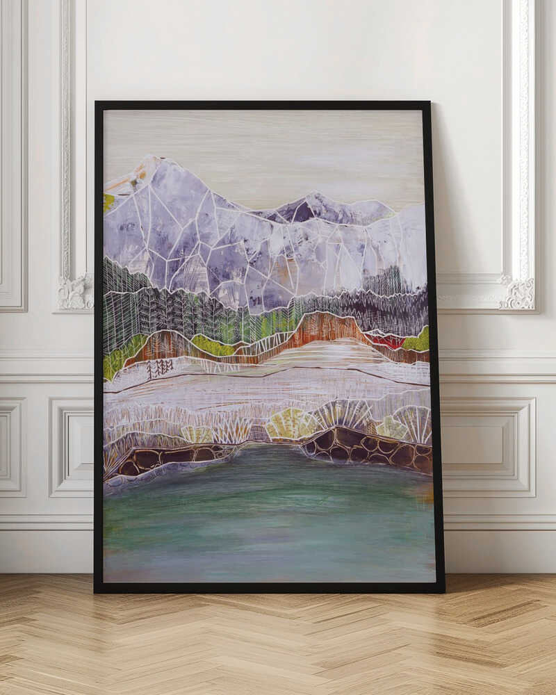 Geometric Mountain Lake - Stretched Canvas, Poster or Fine Art Print - I Heart Wall Art - Poster Print, Canvas Print or Framed Art Print