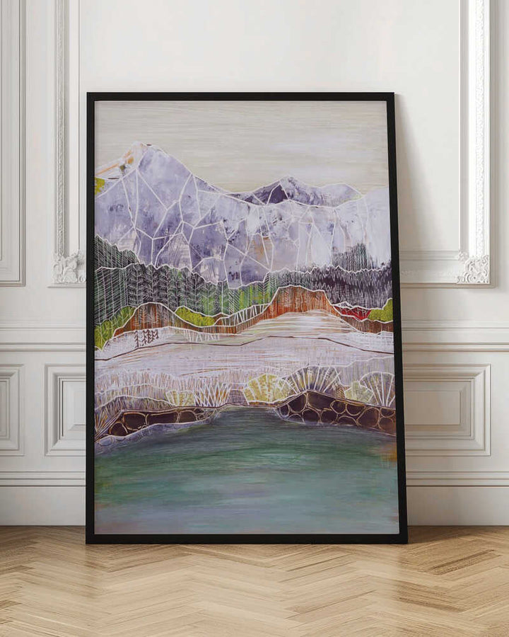 Geometric Mountain Lake - Stretched Canvas, Poster or Fine Art Print - I Heart Wall Art - Poster Print, Canvas Print or Framed Art Print