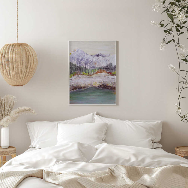 Geometric Mountain Lake - Stretched Canvas, Poster or Fine Art Print - I Heart Wall Art - Poster Print, Canvas Print or Framed Art Print