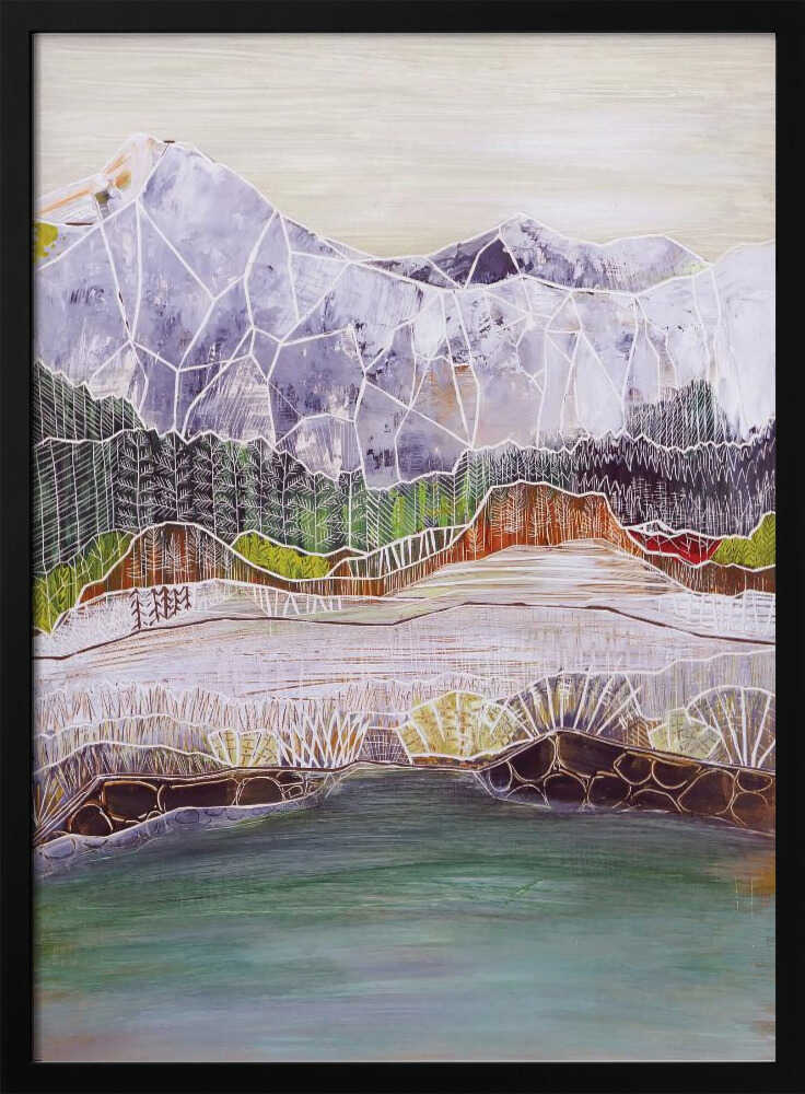 Geometric Mountain Lake - Stretched Canvas, Poster or Fine Art Print - I Heart Wall Art - Poster Print, Canvas Print or Framed Art Print