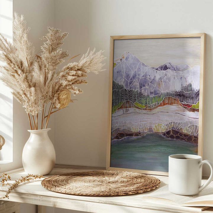Geometric Mountain Lake - Stretched Canvas, Poster or Fine Art Print - I Heart Wall Art - Poster Print, Canvas Print or Framed Art Print