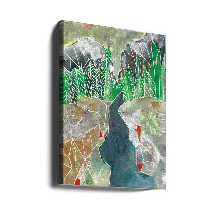 Geometric Mountain River - Stretched Canvas, Poster or Fine Art Print - I Heart Wall Art - Poster Print, Canvas Print or Framed Art Print
