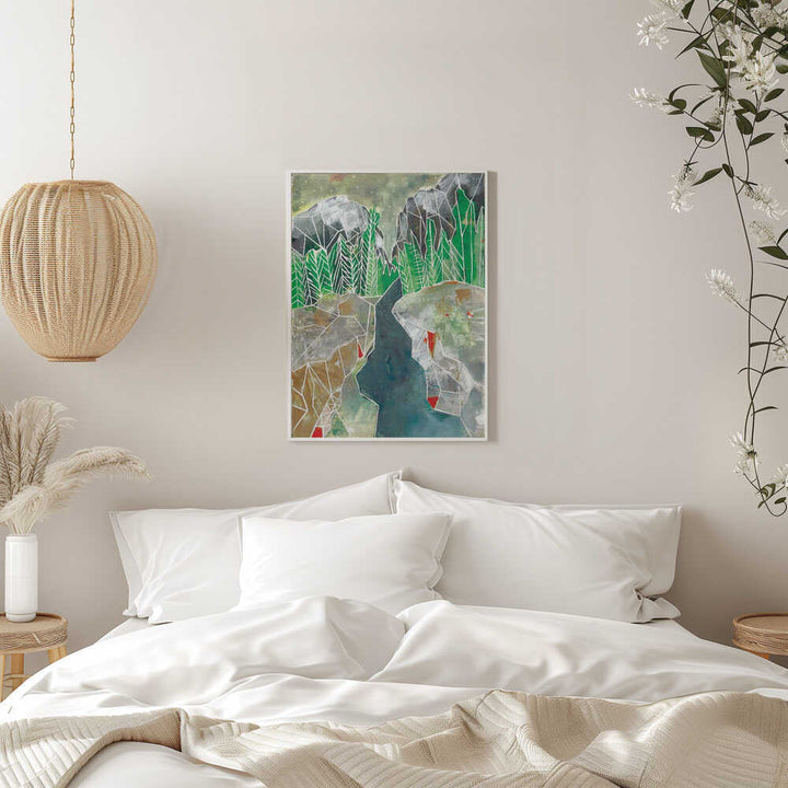 Geometric Mountain River - Stretched Canvas, Poster or Fine Art Print - I Heart Wall Art - Poster Print, Canvas Print or Framed Art Print