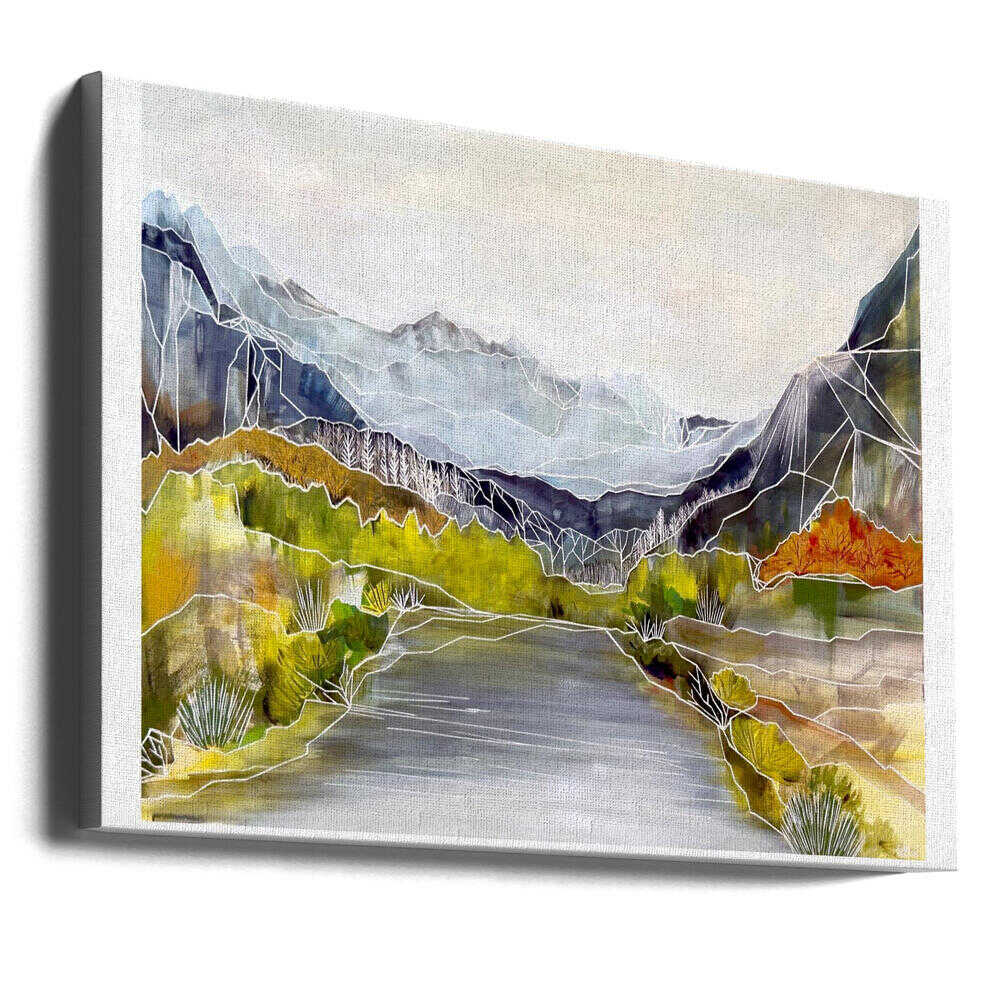 Geometric River Valley - Stretched Canvas, Poster or Fine Art Print - I Heart Wall Art - Poster Print, Canvas Print or Framed Art Print