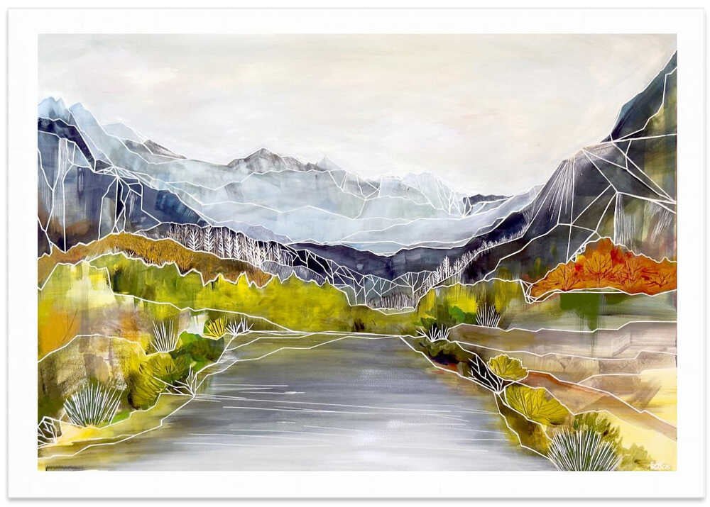 Geometric River Valley - Stretched Canvas, Poster or Fine Art Print - I Heart Wall Art - Poster Print, Canvas Print or Framed Art Print