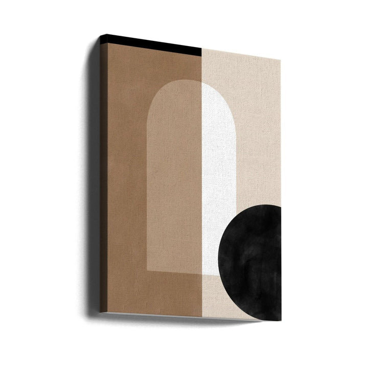 Geometric Shapes in Earthy Tones with a Black Circle - Stretched Canvas, Poster or Fine Art Print - I Heart Wall Art - Poster Print, Canvas Print or Framed Art Print