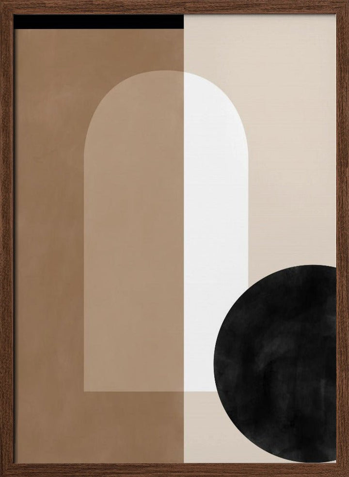 Geometric Shapes in Earthy Tones with a Black Circle - Stretched Canvas, Poster or Fine Art Print - I Heart Wall Art - Poster Print, Canvas Print or Framed Art Print