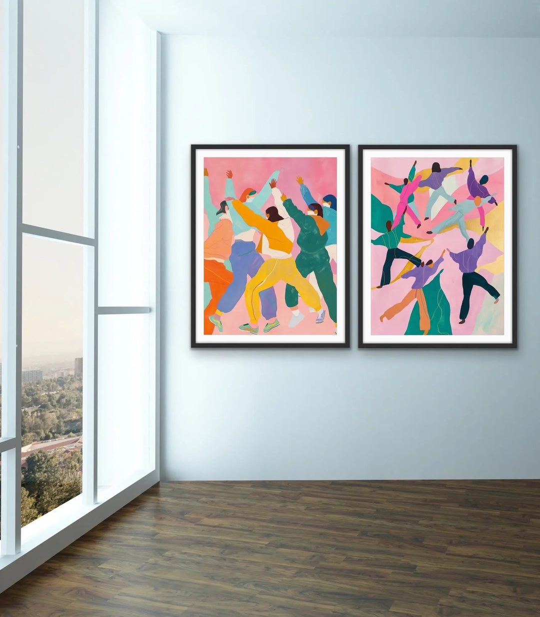 Get Your Dance On-  Two Piece Colourful Women Dancing Yoga Wall Art Set I Heart Wall Art Australia