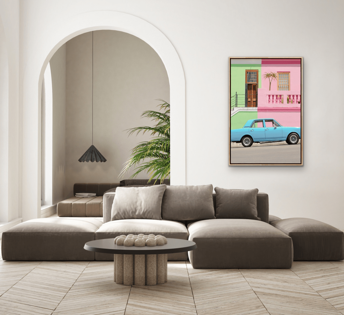 Getaway Car - Pastel Colour Vintage Car Stretched Canvas or Fine Art Print - I Heart Wall Art - Poster Print, Canvas Print or Framed Art Print