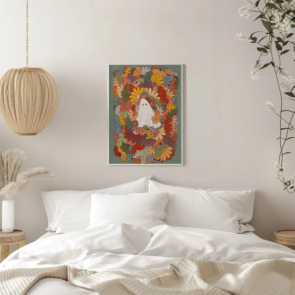 Ghost and Flowers - Stretched Canvas, Poster or Fine Art Print I Heart Wall Art