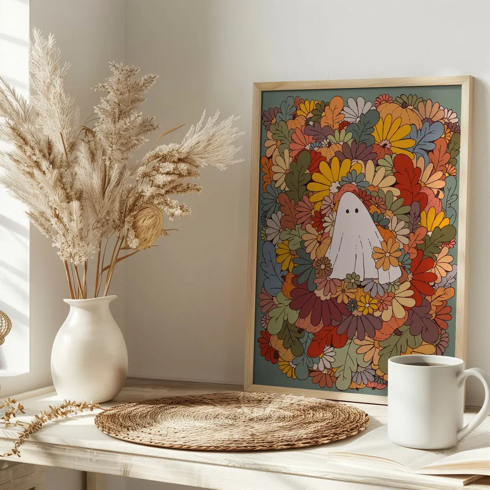 Ghost and Flowers - Stretched Canvas, Poster or Fine Art Print I Heart Wall Art