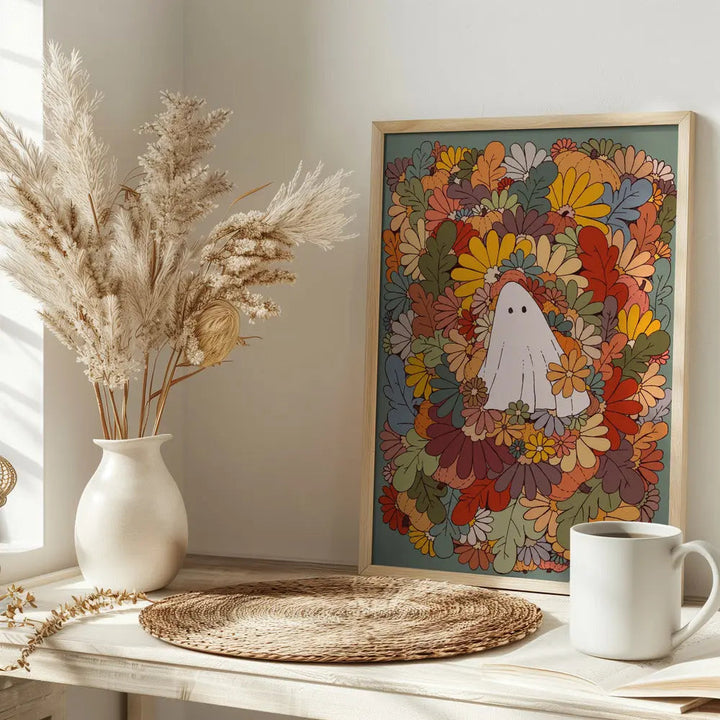 Ghost and Flowers - Stretched Canvas, Poster or Fine Art Print I Heart Wall Art