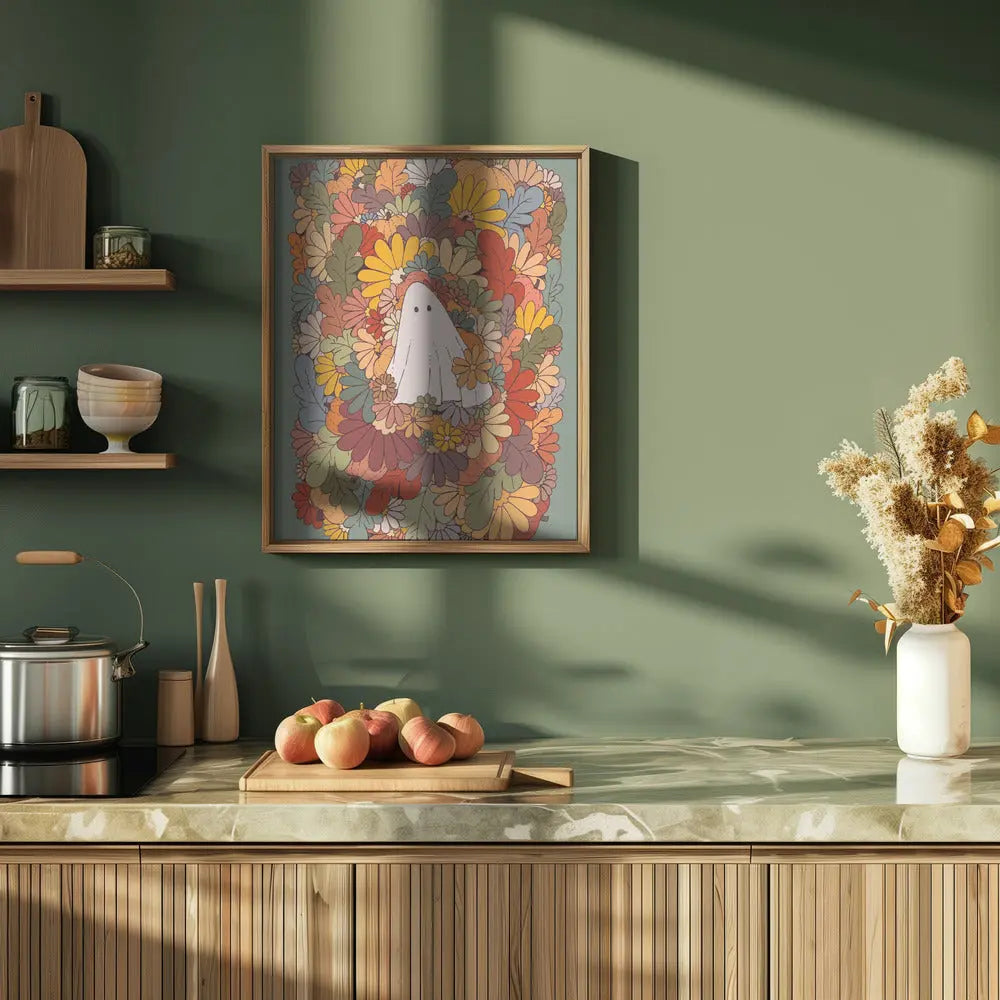 Ghost and Flowers - Stretched Canvas, Poster or Fine Art Print I Heart Wall Art