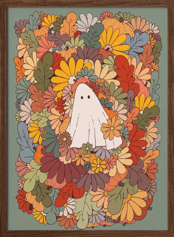 Ghost and Flowers - Stretched Canvas, Poster or Fine Art Print I Heart Wall Art