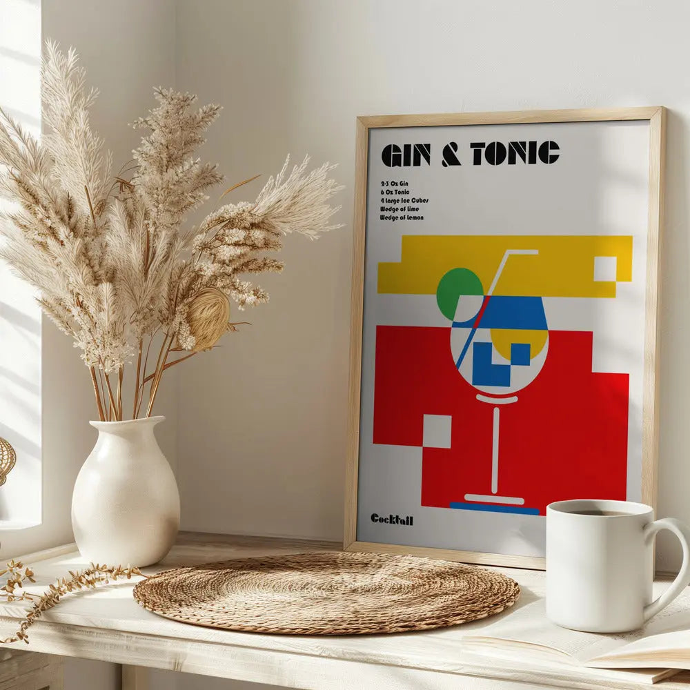 Gin &amp;amp; Tonic Bauhaus Cocktail - Stretched Canvas, Poster or Fine Art Print I Heart Wall Art