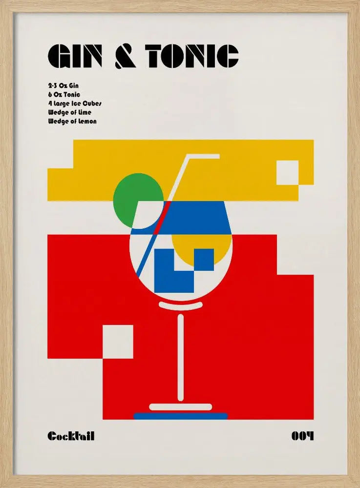 Gin &amp;amp; Tonic Bauhaus Cocktail - Stretched Canvas, Poster or Fine Art Print I Heart Wall Art