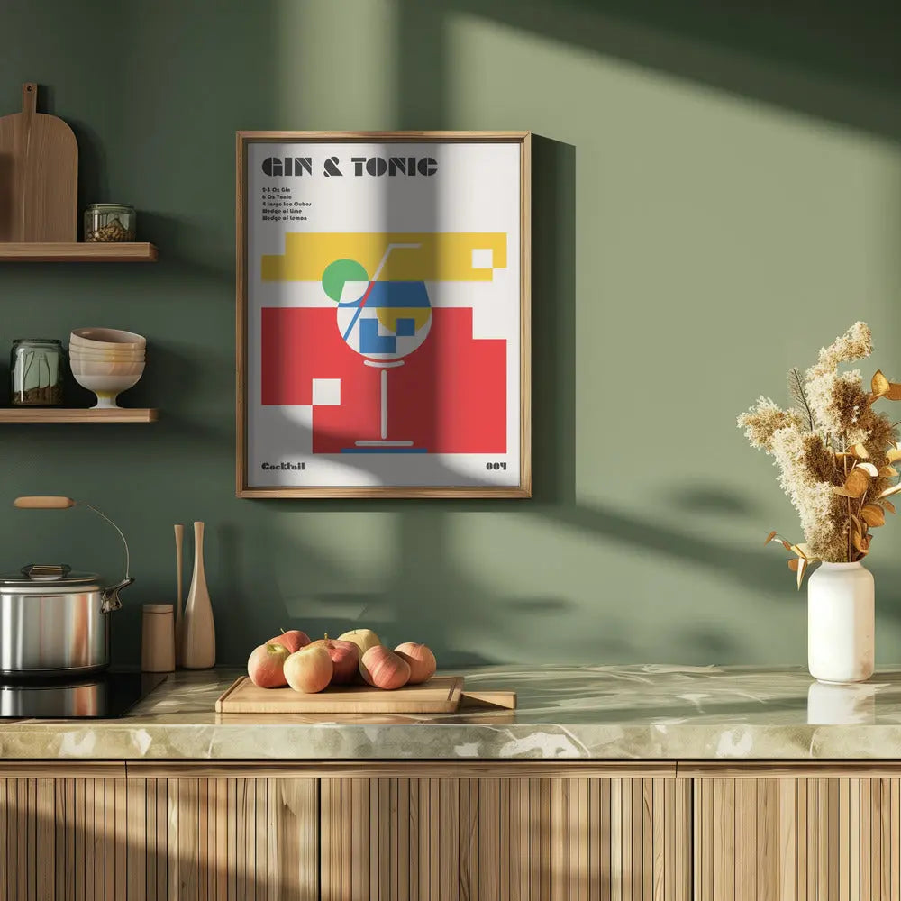 Gin &amp;amp; Tonic Bauhaus Cocktail - Stretched Canvas, Poster or Fine Art Print I Heart Wall Art