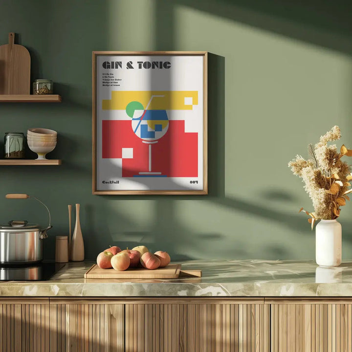 Gin &amp;amp; Tonic Bauhaus Cocktail - Stretched Canvas, Poster or Fine Art Print I Heart Wall Art