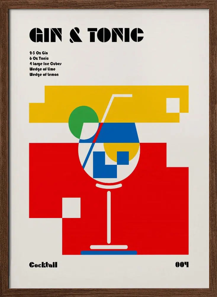 Gin &amp;amp; Tonic Bauhaus Cocktail - Stretched Canvas, Poster or Fine Art Print I Heart Wall Art